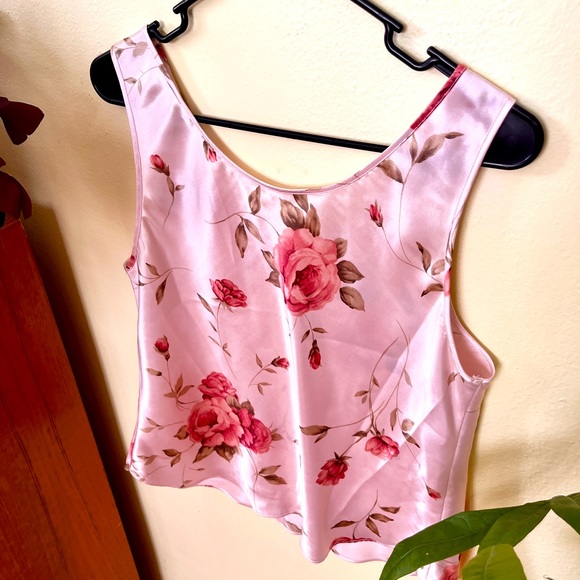 Vintage Sarah Bentley Light Pink Sleeveless Top Roses Floral, Size Large - Picture 4 of 4